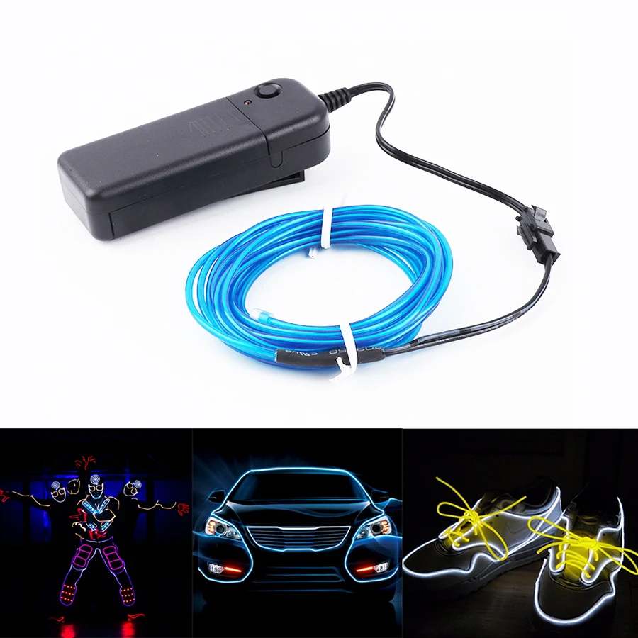 

3m Neon Light Dance Party Car Decoration Light Neon LED lamp Flexible EL Wire Rope Tube Waterproof LED Strip With Controller