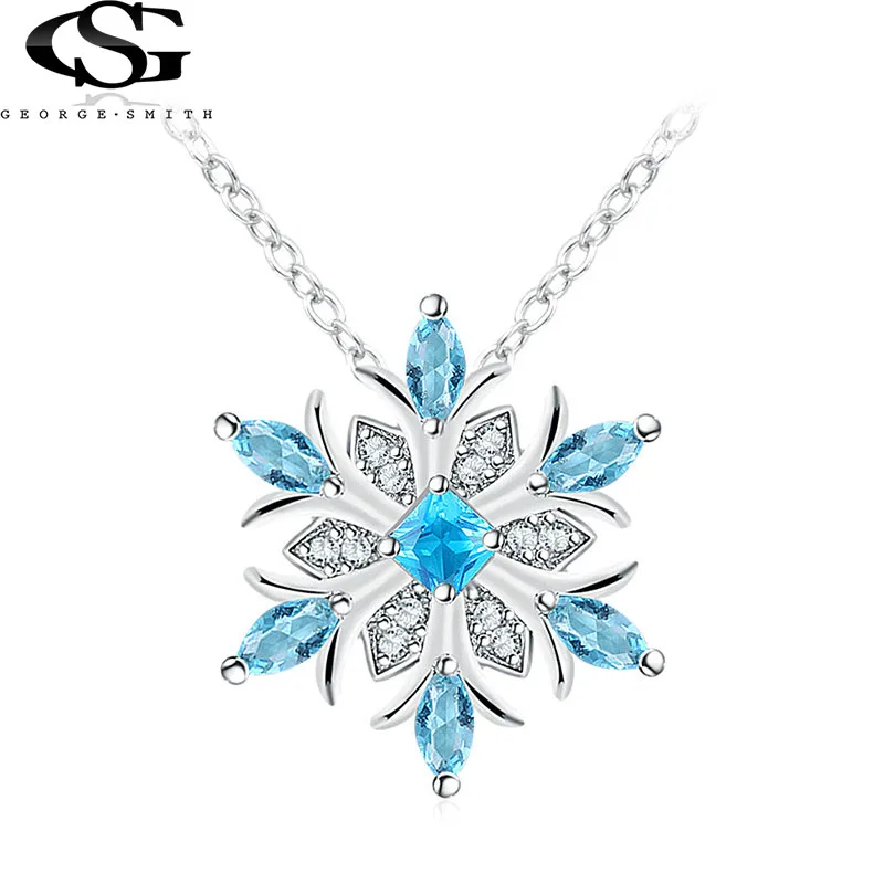 

GS 2018 New Arrival Hot Sell Necklace Fashion Snowflake Shiny CZ Zircon 925 Sterling Silver Ladies Pendant Necklaces Y3 G30