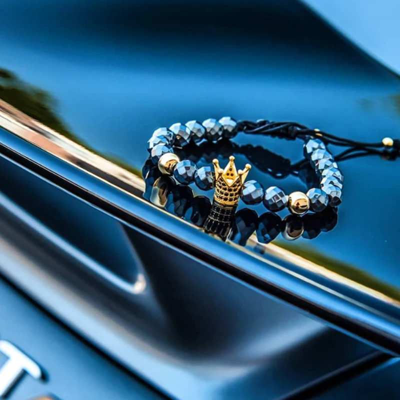 

Valta Bracelet Titanium spacer natural stone Hematite Natural stone bangle pulseras mujer moda helmet bead Zircon Customized