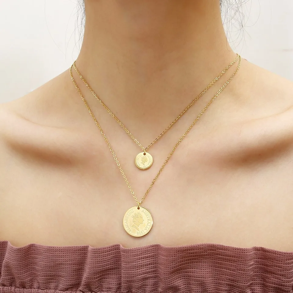 gold stainless steel queen elizabeth lucky vintage