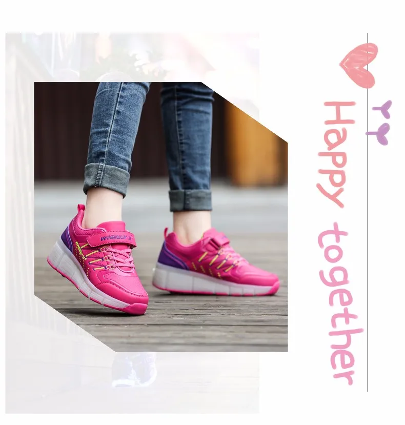 High Quality Kids LED Glowing Sneakers With Wheels Boys Light Up Shoes Girls Roller Skates tenis de rodinha18
