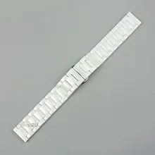 16, 18, 19 мм белый Керамика ссылки, браслет, ремешок для наручных часов, ремешок кнопка двойной раскладывающаяся застежка
