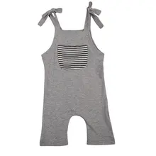 Pocket Strap Newborn Toddler Kids Baby Boy Girl Unisex Cotton Sleeveless Sling Romper Long Jumpsuit Brief Solid Outfits Newest