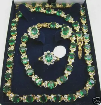 

Free shipping14K GP Emerald Necklace Bracelet Earring Ring set (30%)
