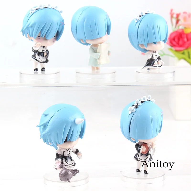 Re: Zero Re: жизнь в другой мир от нуля Rem версии Мини Kawaii ПВХ аниме Рисунок Rem Коллекционная модель игрушки 5 шт./компл