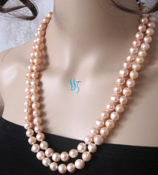 

bjc 0001315 48" 9-11mm Peach Pink Cultured Freshwater Pearl Strands Necklace (C0309)