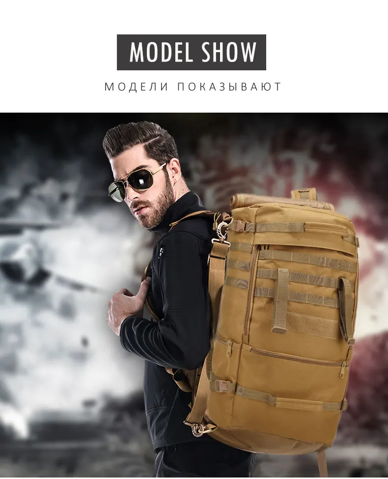 Bolsa de Caça Náilon à Prova Bolsa de Esportes ao ar Livre Militar Tático Acampamento Portátil Molle Mochila Oxford Dwaterproof Água 60l 15 Mochilas escal.