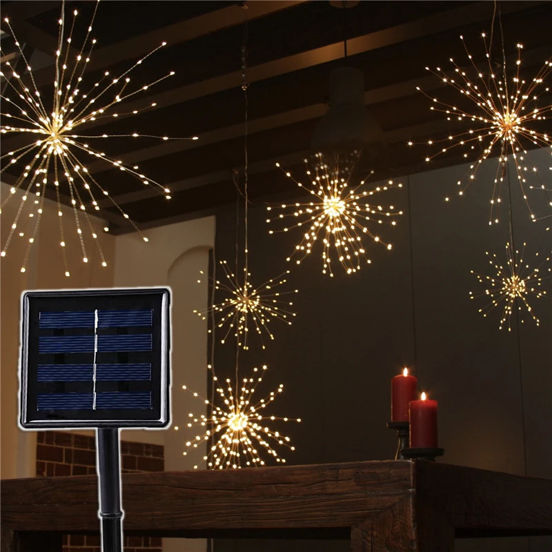 120Led 200 Led Солнечная лампа Starburst струнный светильник медная проволока солнечная