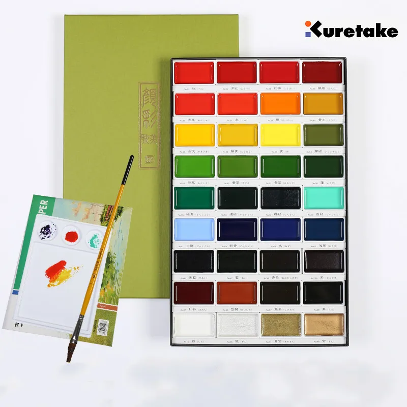 Günstige Kuretake löslich feste aquarell 36 farben für wählen pigment kunst liefert candy box