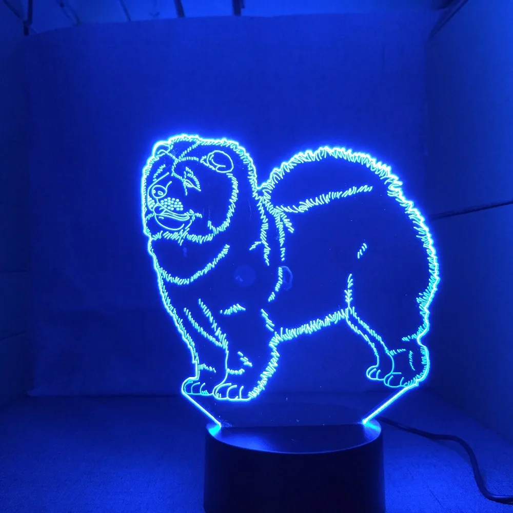 Новый ночник для собаки Chow 3D светодиодный детей сенсорная настольная лампа 7