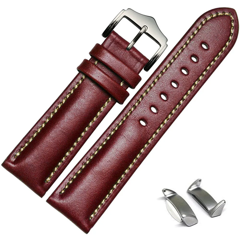 Genuine Leather Watch Band Strap + Lugs Adapters For Samsung Galaxy