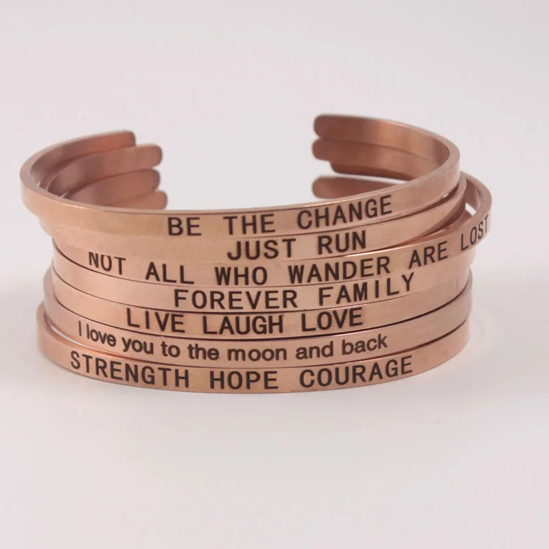 

Rose gold 4MM"YOU CAN DREAM IT.YOU CAN DO IT" Stainless Steel Engraved Positive Inspirational Quote Cuff Mantra Bracelet Bangle