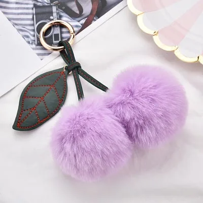 Персонализированный пушистый меховой шар милый брелок для ключей помпон искусственный мех кролика брелок для женщин автомобильный брелок для ключей ювелирные изделия EH315 - Цвет: violet
