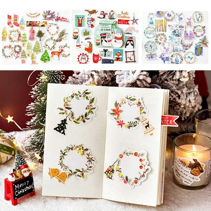 40 шт./кор. канцелярские наклейки DIY рождественская липкая бумага для украшения дневник в стиле Скрапбукинг