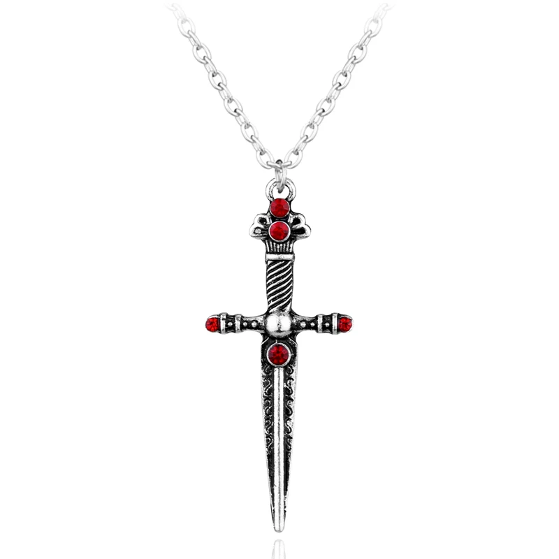 

Hot TV Game of thrones Stark Wolf Sword Necklace Silver Plated Jon Snow Ghost Chain Direwolf Winter is Coming sword pendant