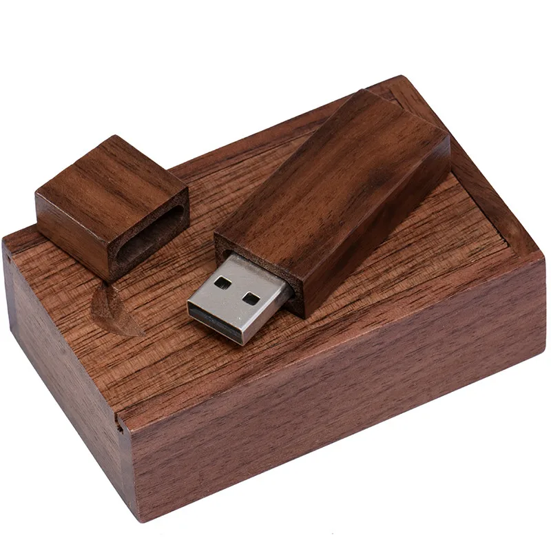 JASTER USB 2,0 логотип клиента деревянный+ коробка USB флэш-накопитель Кленовая древесина Флешка 4GB 16GB 32GB 64G U диск карта памяти - Цвет: Walnut with box