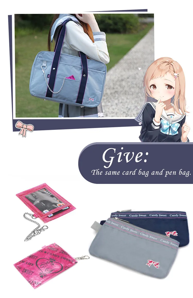 Вышитая с бантом новая школьная сумка в японском стиле старшеклассница JK униформы сумки розовый принт милые женские сумки для карт