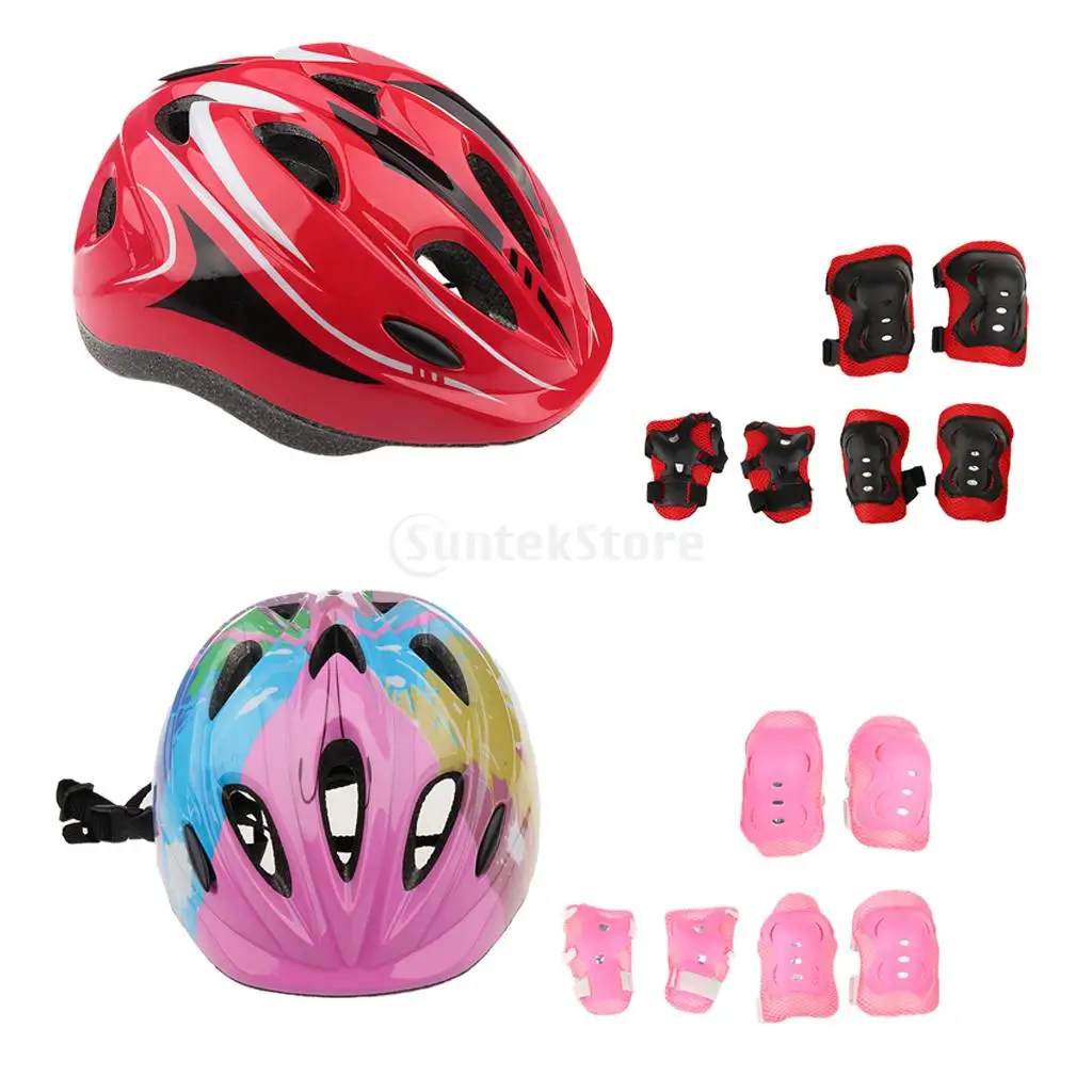 14 Pieces Kids Sport Safety Helmet Knee Elbow Wrist Pad Protective Gears for Roller Skating Cycling Scooter Skateboard Bike	