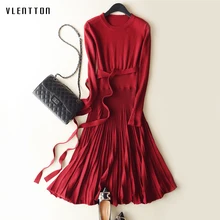 2018 Winter black Sweater Dress Women o-neck Long Sleeve A Line thick Knit Midi Dress bodycon female slim dress stylish plunging neck long sleeve gray knit women s bodycon dress