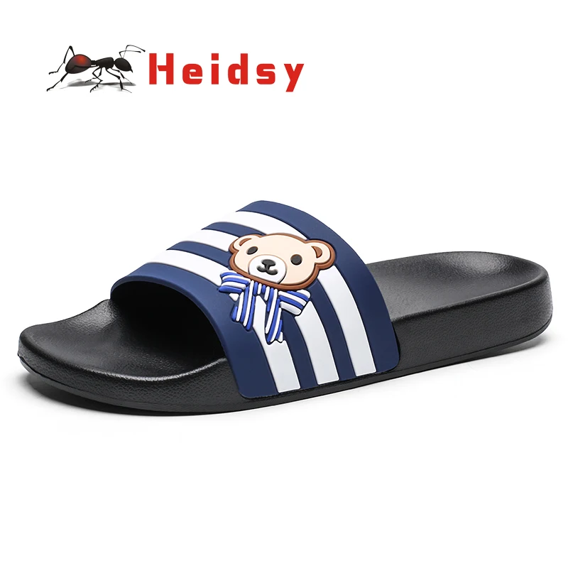 

Heidsy Summer New Simple Couple Slippers Outdoor Non-slip Beach Shoes Soft Bottom Cartoon Slipper Rubber Wear Sandals Zapatillas