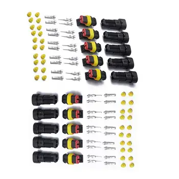 

BEESCLOVER Wire Connector Plug Set 10 Kit Sets 2 Pin Way Sealed Waterproof Electrical Wire Connector Plug Terminal Set r30