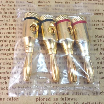 

50PCS Connector Banana Plug Copper 4mm Gold plated Musical Speaker Cable Wire Banana Plugs in Wire Connectors Banana 4mm