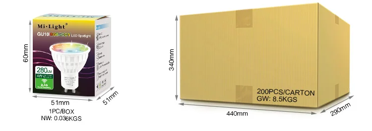 1 шт. размер: 4 Вт GU10 RGB + CCT mi свет AC86 265V FUT103 светодиодный лампа Модель Управление