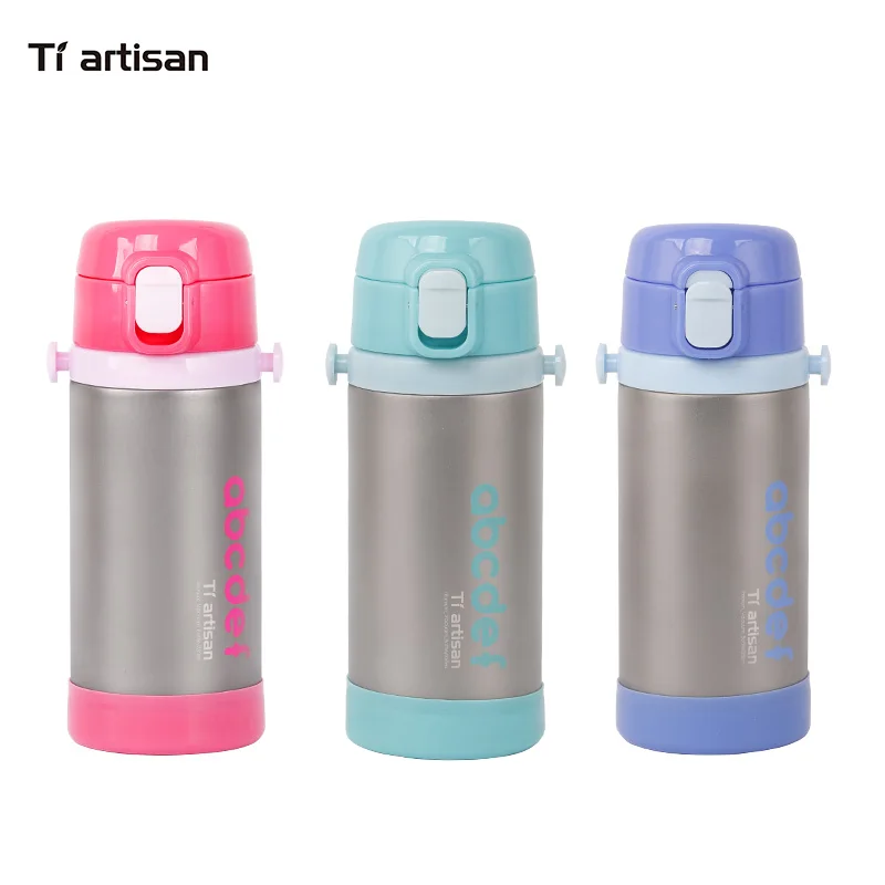 

Tiartsian Outdoor children's kettle portable titanium sports baby vacuum bottle, with a straw bottle throw back teapot