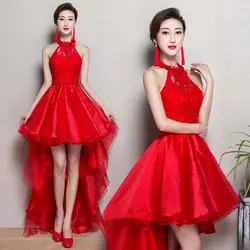 Хит продаж 2016 г. Красные кружевные свадебные Qipao Сексуальная спинки платье Ципао в китайском стиле восточные платья QI Pao платье