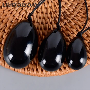 

Small Large Yoni Eggs Jade Drilled Black Obsidian Vaginal Tightening Body Relax Massager Tools Women Yoni Eggs Health Tools