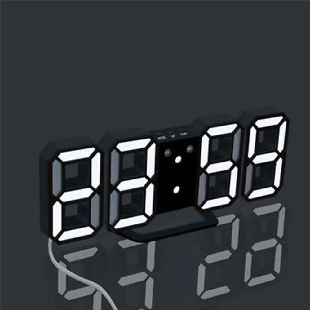 

3D LED Digital Wall Clocks 24 / 12 Hours Display 3 Brightness Levels Dimmable Nightlight Snooze Function for Home Kitchen Office