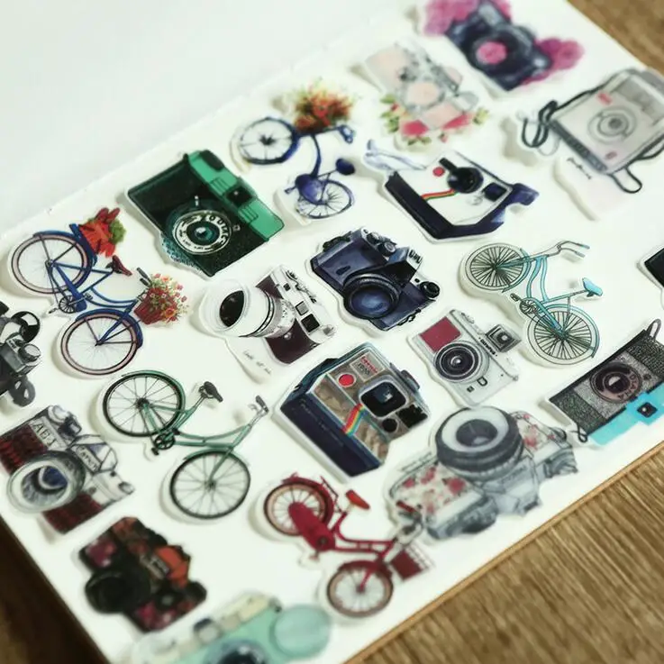 24 pcs/lot Bottle Retro Translucent Camera Decorative Washi Stickers