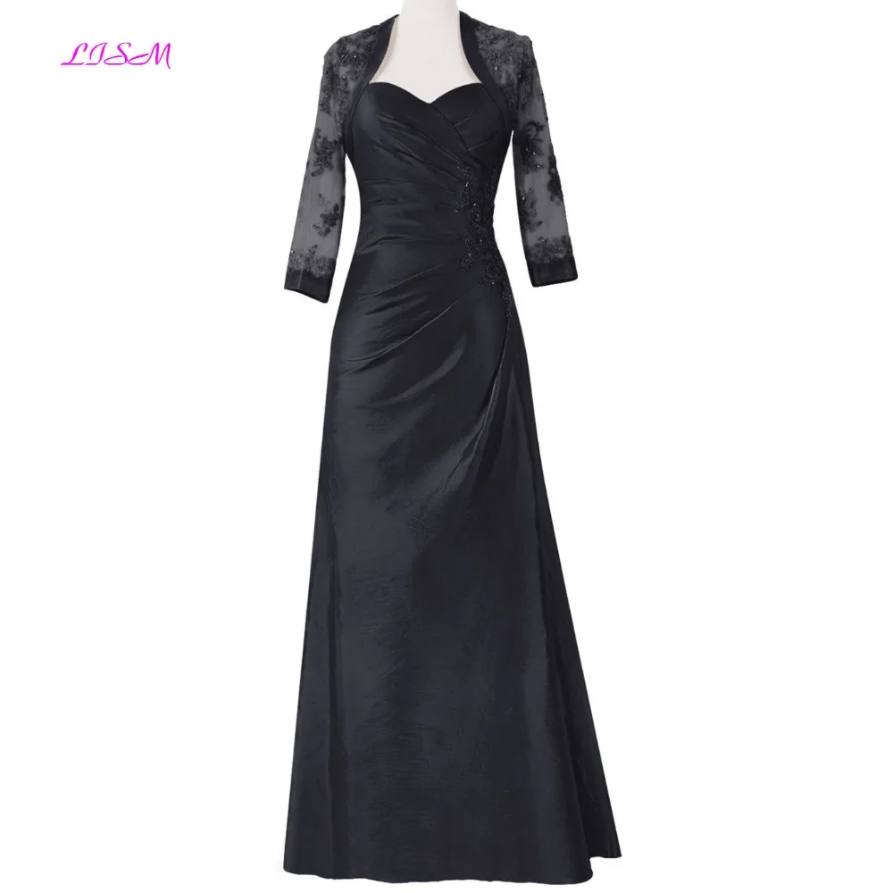 

Real Photo 3/4 Sleeve Mother of the Bride Dresses Plus Size Sweetheart Beaded Evening Dress with Jacket Lace Applique Party Gown
