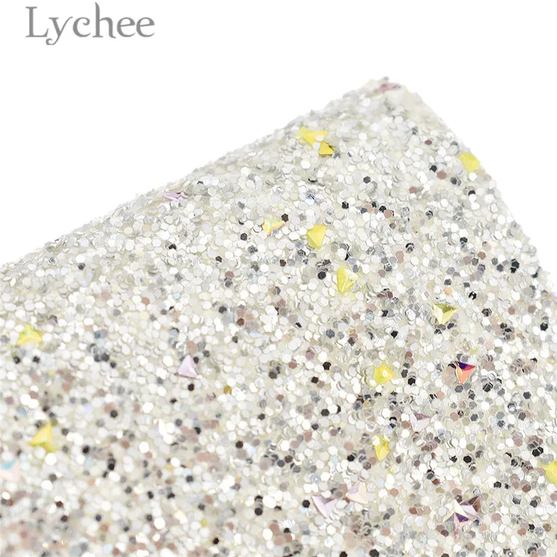 Lychee Life 21x15 см A5 блестящая искусственная из искусственной кожи Ткань Высокое качество Блестки Синтетическая Кожа DIY материал для сумки одежды