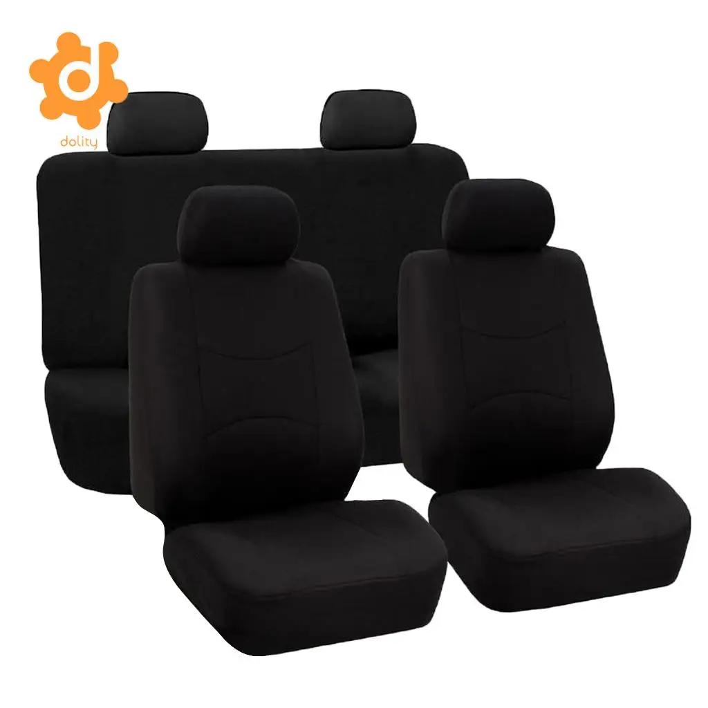 9pcs Car Fabric Front Rear Seat Covers Full Set Cushion Mat Protector Black/Gray/Blue/Red/Beige