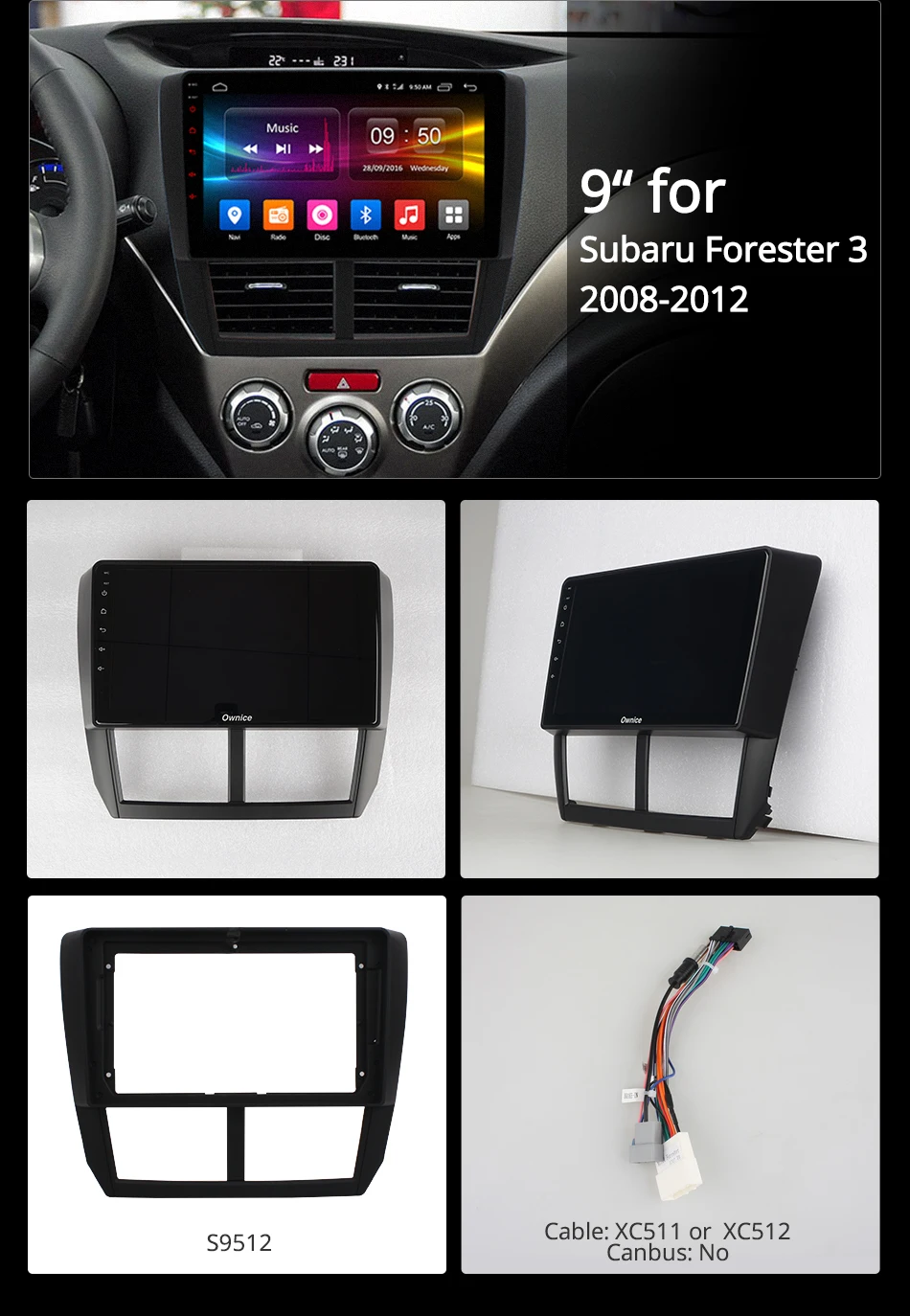 Cheap Ownice K1 K2 Octa 8 Core Android 8.1 2G RAM Car DVD GPS Navi Player Radio For Subaru Forester XV WRX 2008 2009 - 2012 DAB+ 2