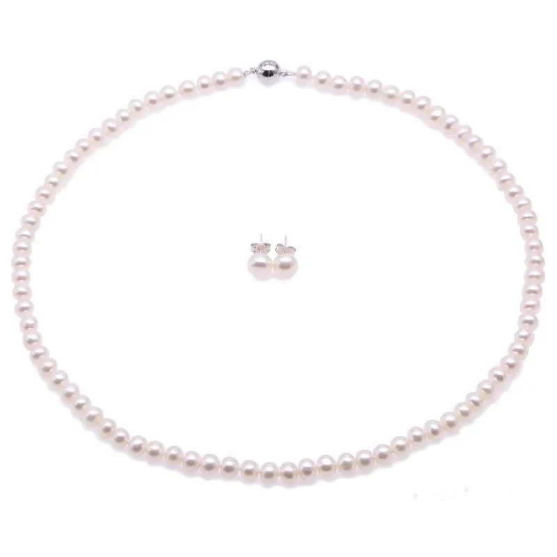 White Akoya Cultured Pearl Silver Pendants d/'oreilles AA