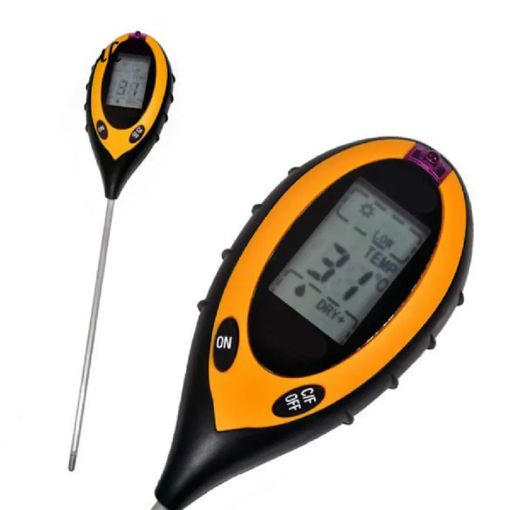 Светильник для измерения влажности почвы для растений, измеритель влажности почвы, прибор для исследования почвы 4 в 1, термометр, измеритель PH, тестер на солнцезащитный светильник, горячая распродажа