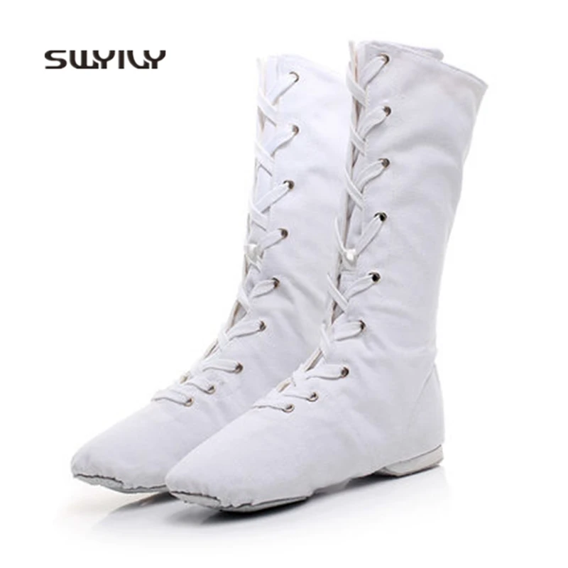 SWYIVY Women Ballet Dance Boots High-top Canvas Women Dance Sneakers 2018 New Gymnastics Shoes Soft Sole Slippers For Women Girl