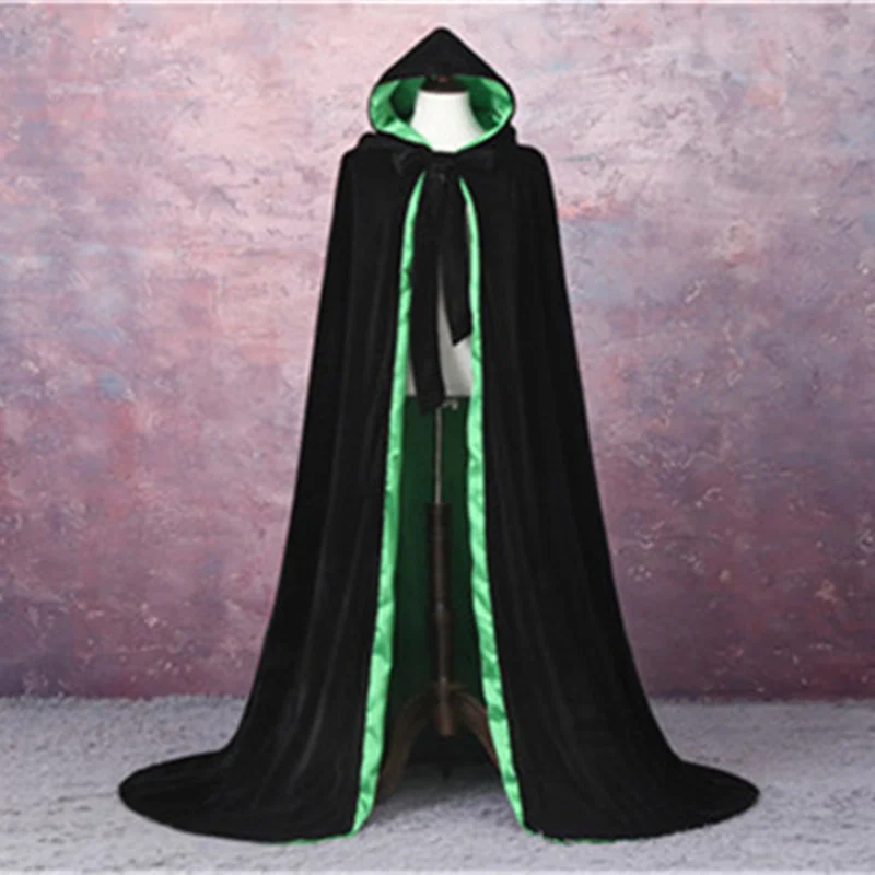 Плащ-накидка с большим капюшоном для хеллоуина накидка принцессы, призрак костюм эпохи Возрождения накидка - Цвет: black - green