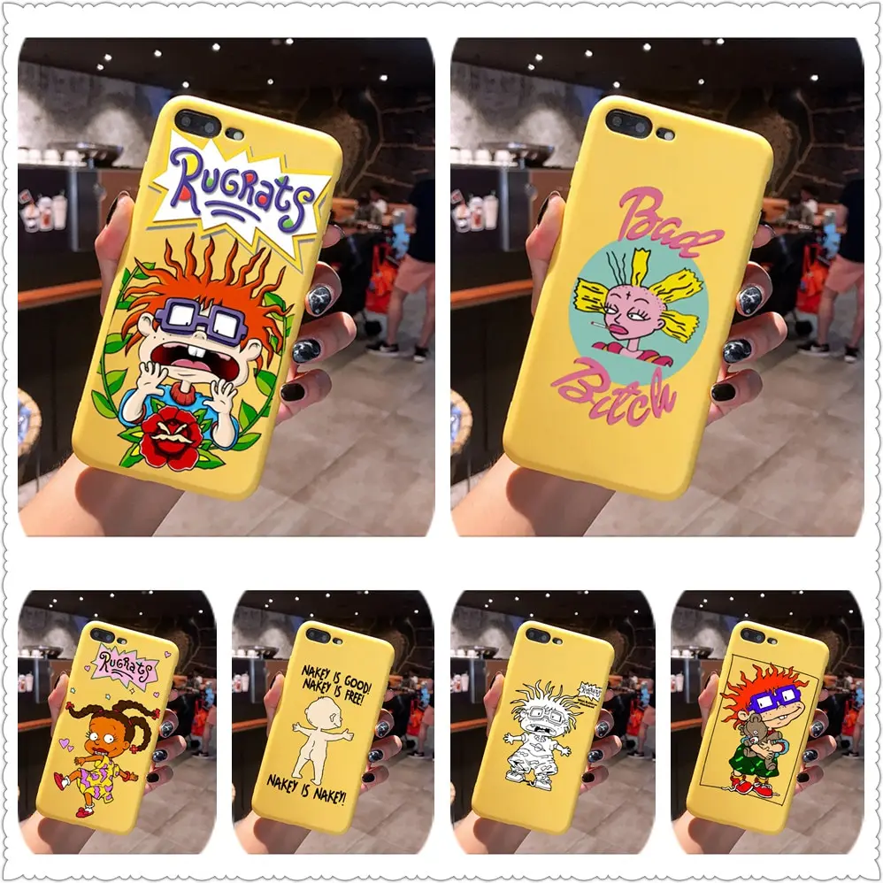 cartoon Rugrats amine lovely Candy Color TPU Case phone For iphoneX 7 8 XS XR XSMAX Pink Yellow White Cover
