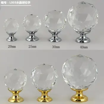 

30,40mm Round Crystal Glass Knobs Cupboard Pulls Rhinestone Drawer Knobs Kitchen Cabinet Handles Furniture Hardware Wholesale
