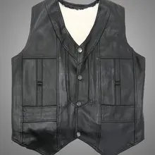 Осенне-зимний мужской жилет из натуральной кожи из овечьей кожи шерстяной жилет quinquagenarian кожаный жилет TB421