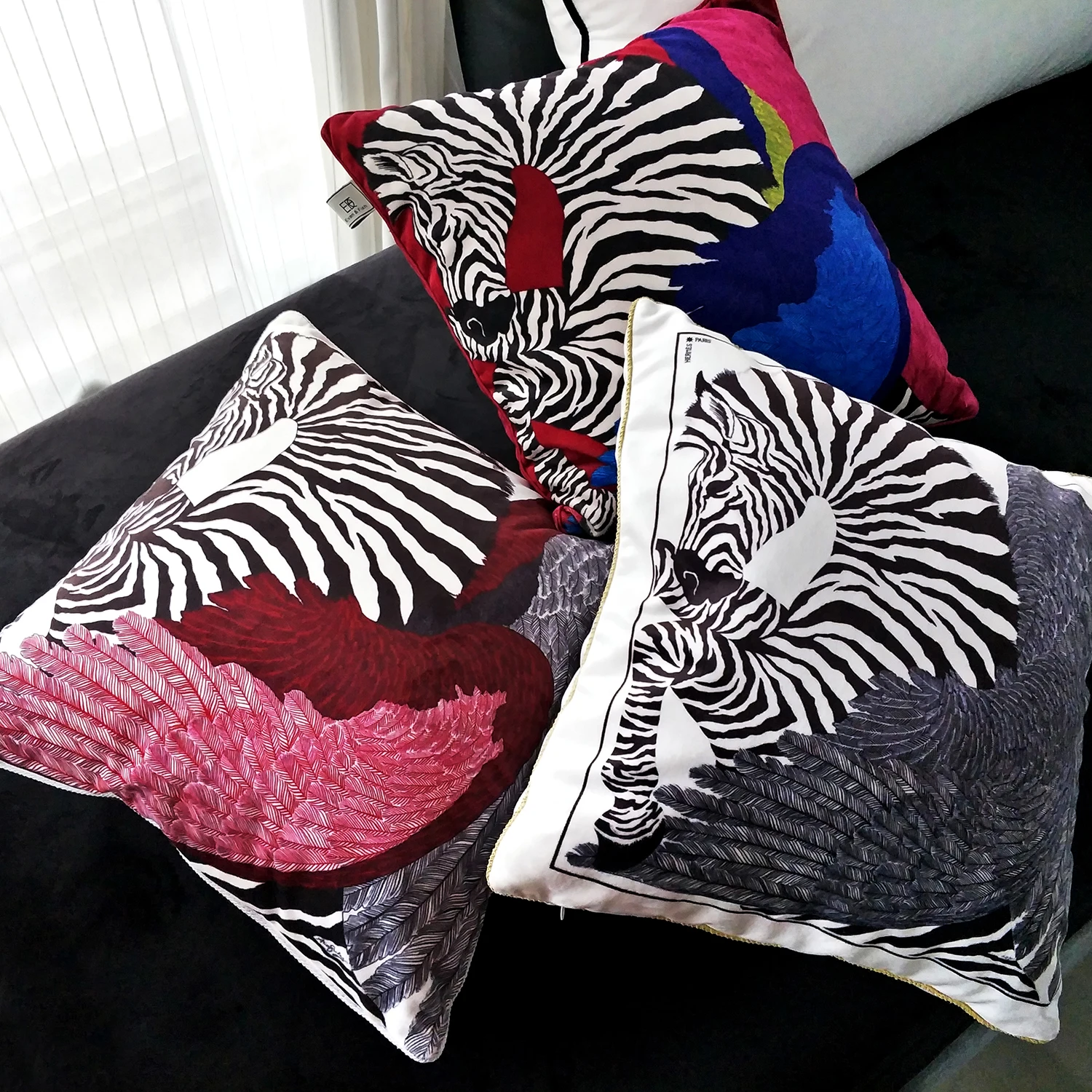 

Home Decorative Sofa Throw Pillows Velvet zebra double-sided printing home sofa cushion cover hug pillowcase