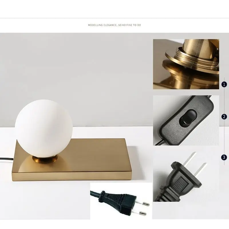 Modern LED Table Lamp Desk Bedside Lamp Light Shade Glass Ball Table Lamps for Bedroom Living Room Gold Designs (7)