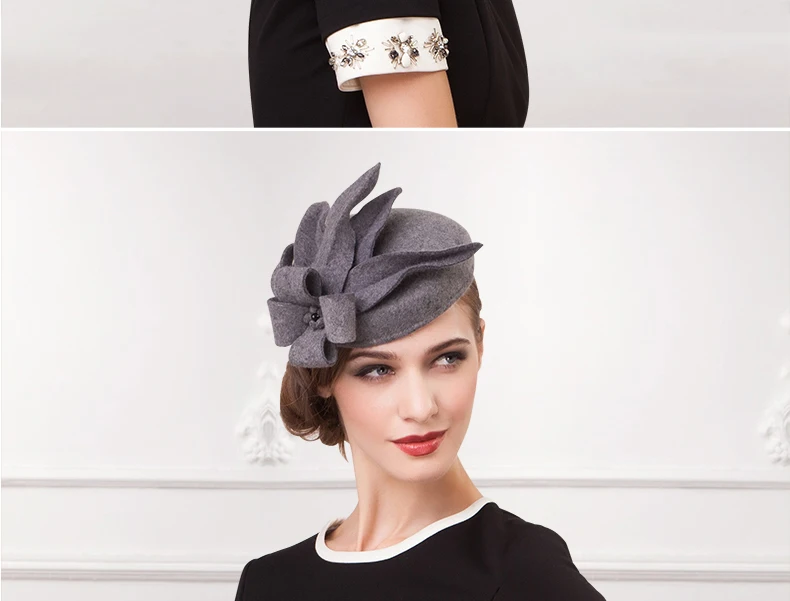 Элегантные женские шерстяные шляпы, женские свадебные шляпы, винтажные бантики, Новое поступление, церковные кепки, дизайнерские, Pillbox, вечерние шляпы, B-7543