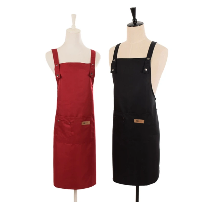 

Simple Cooking Kitchen Apron For Woman Men Chef Waiter Cafe Shop BBQ Hairdresser Aprons Gift Bibs With Front Pocket