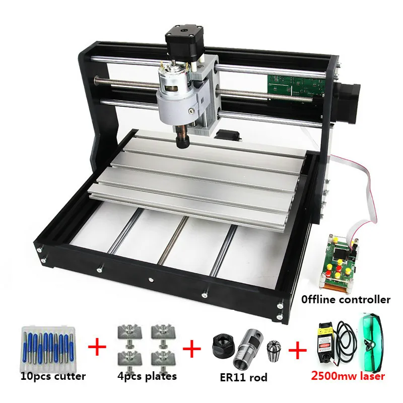 CNC3018pro withER11, diy мини ЧПУ гравировальный станок, лазерная гравировка, Pcb ПВХ фрезерный станок, деревообрабатывающий станок, cnc 3018 - Цвет: with 2500mw laser