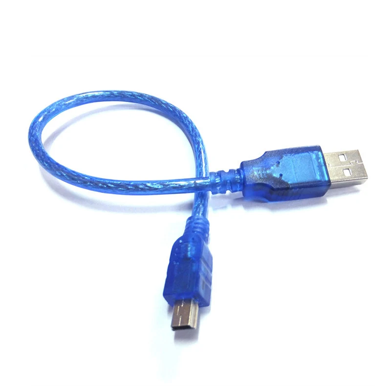 Синий короткий USB 2 0 A штекер в Mini 5 Pin B кабель для передачи данных зарядный шнур