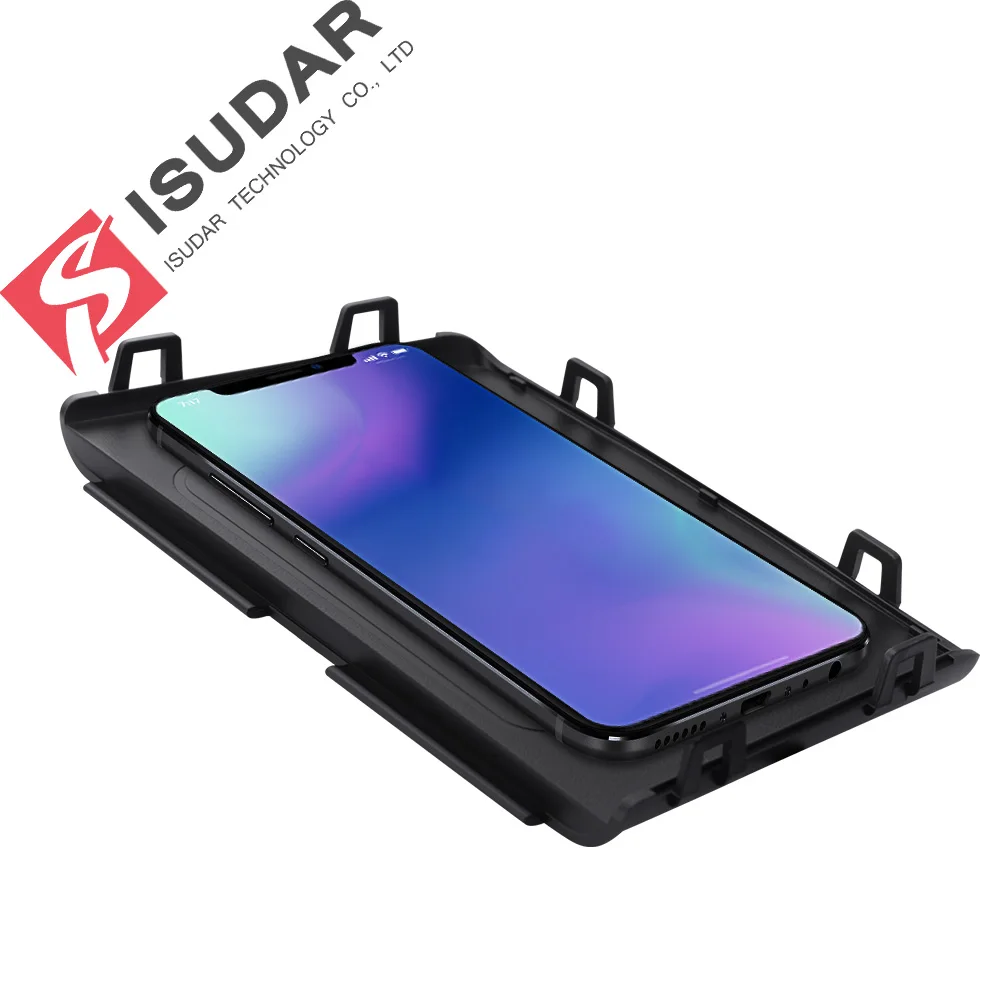 

ISUDAR 10W Qi Car Wireless Charger Auto Fast Wireless Charging For Tiguan 2014/2015/2018 for iphone 8 X For Samsung For Huawei